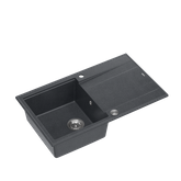 EVAN 111 GraniteQ zlewozmywak z syfonemPush 2 Open 1-komorowy z/o (860x500x210) black diamond / elementy stalowe