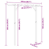 Pergola ogrodowa, 205 x 40 x 203 cm, drewno