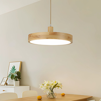 Lampa wisząca Abigali Woody 18W drewniana okrągła