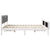 Ramka łóżka Z zagłówkiem Jasnoszary 200 x 200 cm tkanina