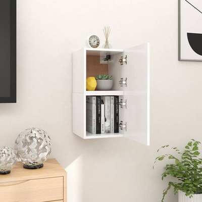 vidaXL Wiszące szafki telewizyjne, 2 szt., białe, 30,5x30x30 cm