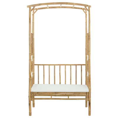 Łuk ogrodowy z ławką kremowobiały 115 x 50 x 205 cm Bambus