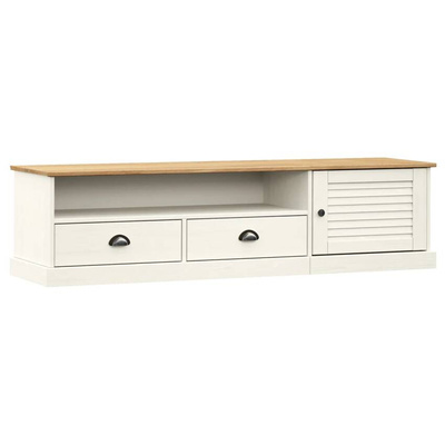 vidaXL Szafka pod TV VIGO, biała, 156x40x40 cm, lite drewno sosnowe