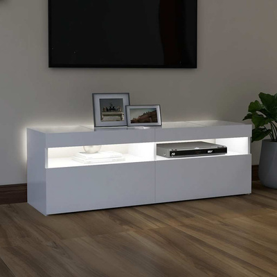 Szafka pod TV z oświetleniem LED, biała, 120x35x40 cm