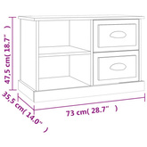 vidaXL Szafka pod TV, przydymiony dąb, 73x35,5x47,5 cm