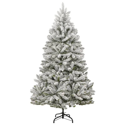 vidaXL Sztuczna choinka na zawiasach, 300 lampek LED i bombki, 210 cm wariant 4