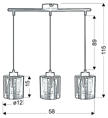 Lampa wisząca chromowa szklany klosz 3D 3x40W Nocturno Candellux 33-57709