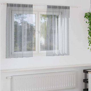 Firany Voile 2 pcs Ciemnoszary 140 x 140 cm Poliester