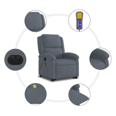 vidaXL Podnoszony fotel masujący, elektryczny, rozkładany, ciemnoszary