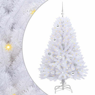 Sztuczna choinka z zawiasami z podstawą Biały 150 cm PVC i Stal