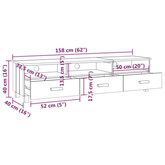 vidaXL Szafka pod TV HAMAR, jasnoszara, 158x40x40 cm, drewno sosnowe