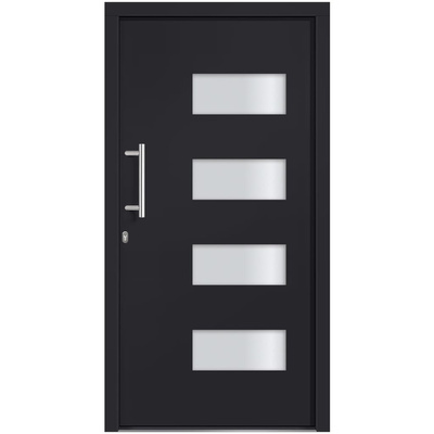Drzwi frontowe, aluminium i PVC, antracytowe, 110x210 cm