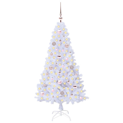Sztuczna choinka z 150 diodami LED Biały 150 cm PVC i stal