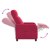 Fotel recliner Czerwone wino Welur