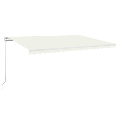 Ręcznie zwijana markiza z LED, 500 x 300 cm, kremowa