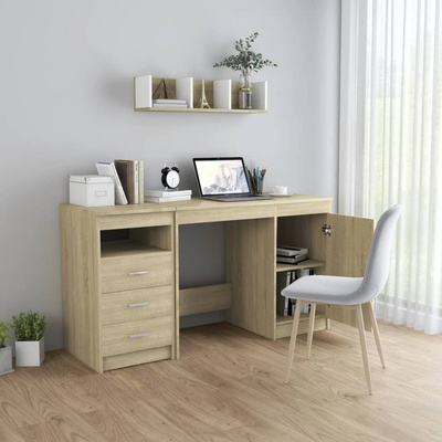 vidaXL Biurko, dąb sonoma, 140x50x76 cm, materiał drewnopochodny