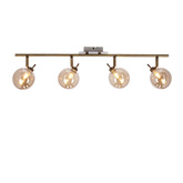 Lentini Lampa sufitowa listwa patynowy 4x40w g9 klosz bursztynowy