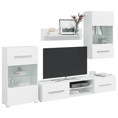 vidaXL 5-cz. zestaw mebli do salonu, oświetlenie LED, biały