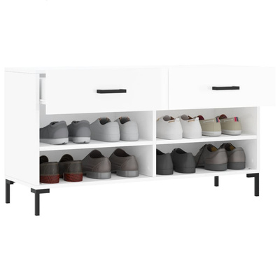 Ławka z miejscem na buty, wysoki połysk, biała, 102x35x55 cm