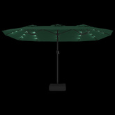 Podwójny parasol ogrodowy z LED, zielony, 449x265 cm