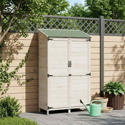 Shed ogrodowy Biały 106,5 x 56 x 176 cm Drewno Świerkowe