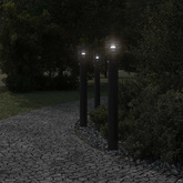Lampy ogrodowe na słupku, z czujnikiem, 3 szt., czarne, 110 cm