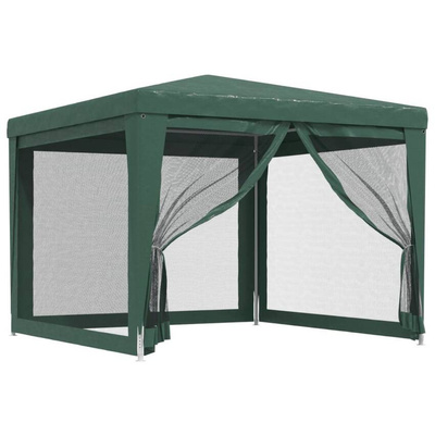 vidaXL Namiot imprezowy z 4 ścianami z siatki, zielony, 3x3 m, HDPE
