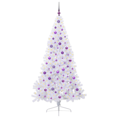 Sztuczna choinka z 300 diodami LED Biały 210 cm PVC i stal