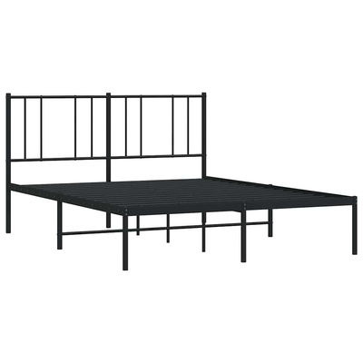 Metalowa rama łóżka z wezgłowiem, czarna, 140x190 cm vidaXL