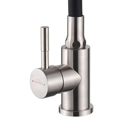 Bateria zlew. gabi z elastyczną 2f wylewką, inox / czarny BZ-87-043-L Invena