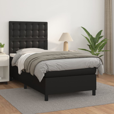 vidaXL Łóżko kontynentalne z materacem, czarne, ekoskóra 100x200 cm wariant 4