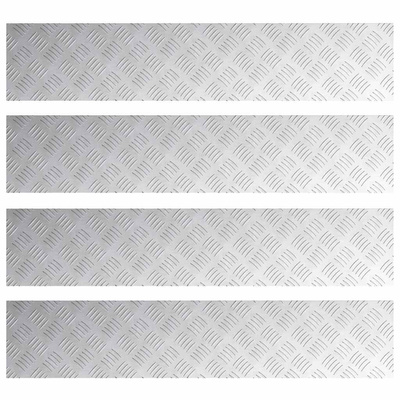 Stopień Prostokątny 4 pcs Srebrny 100 x 20 cm Aluminium