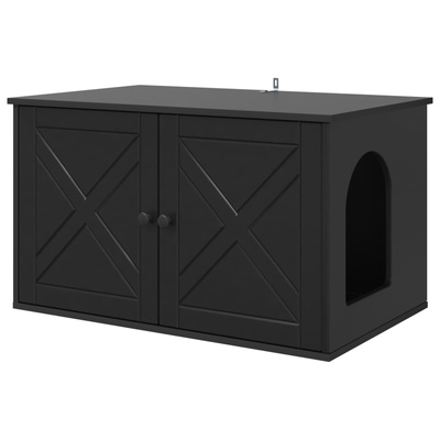 Koty Dom Czarny 85 x 55 x 50,5 cm Drewno inżynieryjne