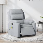 vidaXL Rozkładany fotel masujący, elektryczny, jasnoszary, tkanina wariant 13