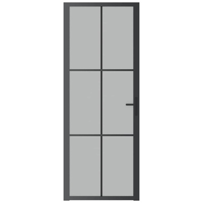 vidaXL Drzwi wewnętrzne, 76x201,5 cm, czarne, matowe szkło i aluminium
