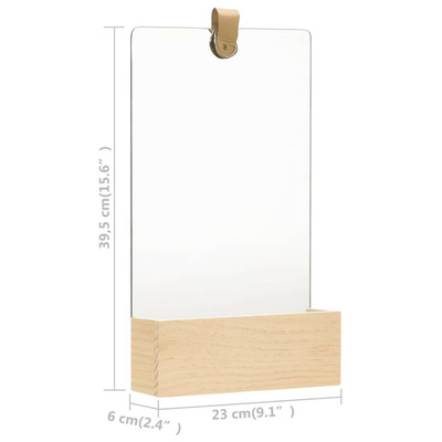 vidaXL Lustro ścienne z półką z litego drewna sosnowego, 23x39,5 cm