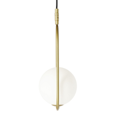 Lampa wisząca CORDEL elegancka - złoty mosiądz z białym kloszem kulką - nowoczesne oświetlenie sufitowe salonu i łazienki 1x G9 LED