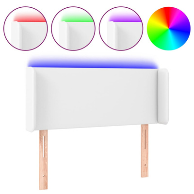 vidaXL Zagłówek do łóżka z LED, biały, 93x16x78/88 cm, sztuczna skóra