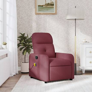 vidaXL Rozkładany fotel masujący, winna czerwień, obity tkaniną model standard