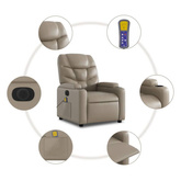 vidaXL Rozkładany fotel masujący, elektryczny, cappuccino, ekoskóra