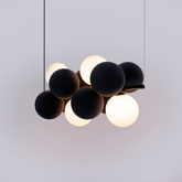 Lampa wisząca Szklana 4 kule Świetlne oraz 8 kul dzwiękochłonnych Szarych 4xG9 65cm Abruzzo Vino