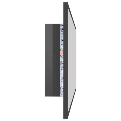vidaXL Lustro łazienkowe LED, wysoki połysk szare, 100x8,5x37cm, akryl