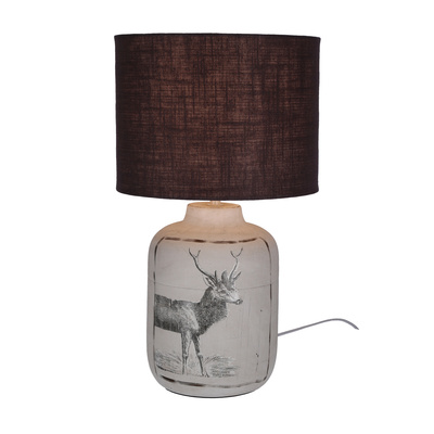 Lampka nocna Walia szara metalowa z abażurem E27