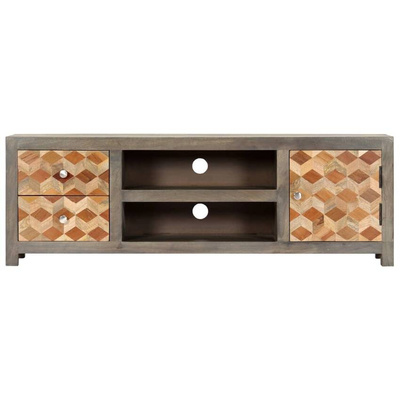 vidaXL Szafka pod TV, szara, 120x30x40 cm, lite drewno mango