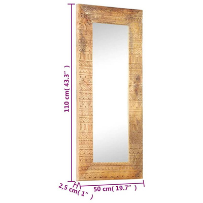 vidaXL Lustro w ręcznie rzeźbionej ramie, 110x50x2,5 cm, drewno mango