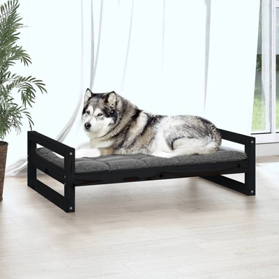 vidaXL Legowisko dla psa, czarne, 105,5x75,5x28 cm, drewno sosnowe model standard