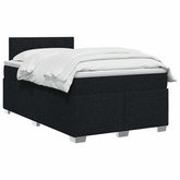 Łóżko Box Spring z materacem i LED Czarny 120 x 200 cm tkanina