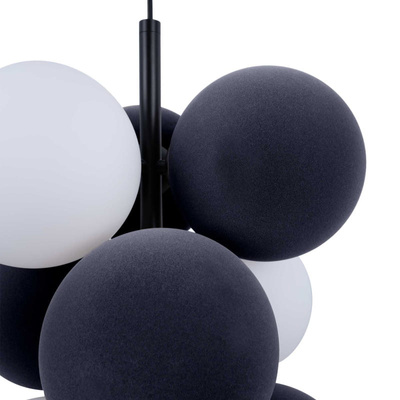 Lampa wisząca Szklana 4 kule świetlne i 6 kul dzwiekochłonnych Szarych 4xG9 60 cm Abruzzo Vino