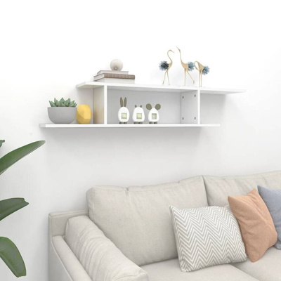 vidaXL Wisząca szafka pod TV, biel z połyskiem, 125x18x23 cm