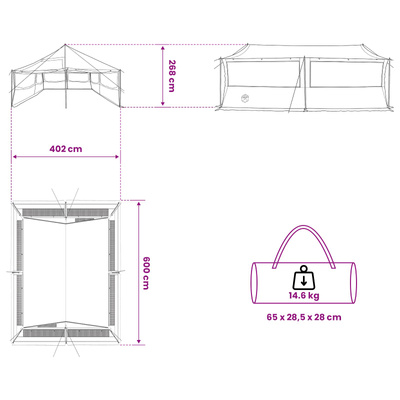 Namiot rodzinny niebieski 600 x 400 x 268 cm Poliester i Stal